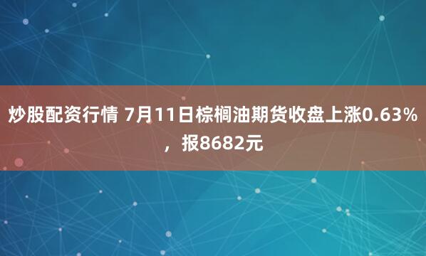 炒股配资行情 7月11日棕榈油期货收盘上涨0.63%，报8682元